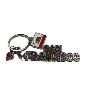 San Francisco California Red Bling Silver Tone Keychain